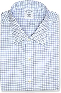 Brooks Brothers Mens Slim Fit All Cotton Mixed Plaid Pocket Dress Shirt,