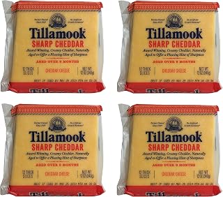 Tillamook Sharp Cheddar Cheese 12 Thick Slices, 12 OZ (Pack of 4)