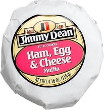 Jimmy Dean Frozen Ham Egg Cheese Muffin Sandwich, 4.9-Ounce Sandwiches (Pack of 12)