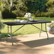 6 ft Plastic Bi-Fold Folding Table by Flash Furniture – 30"W x 72"L, Plastic, Metal, Plastic: Polyethylene, Black, Model RB-3072FH-BK-GG