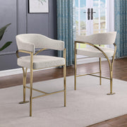 Boucle Fabric Counter Stools with Gold Iron Chrome Base by Best Quality Furniture – Iron, Gold, Model CH307