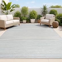 JONATHAN Y Pinstripe Reversible Washable Indoor Outdoor Area Rug 5X8 Navy/Cream, Damon Classic Coastal for Backyard, Patio, Porch, Easy-Cleaning, High Traffic, Pet-Friendly, Non-Shedding (SVH102A-5)