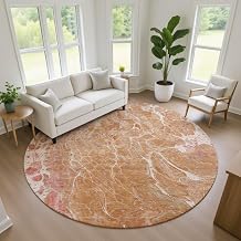 Addison Rugs Chantille ACN2731 Salmon 8' x 8' Indoor/Outdoor, Machine Washable, Easy Clean, Non Shedding, Bedroom, Living Room, Dining Room, Kitchen, Patio Round Rug