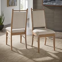 Dining Chair Set of 2 - Transitional Design, Oak Wash Finish, Beige Fabric - Easy Assembly - Ideal for Dining Room, Kitchen (332AKC-BF)