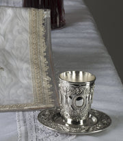 Ner Mitzvah Wine Goblet with Saucer, 6 Ounces, Nickel Plated