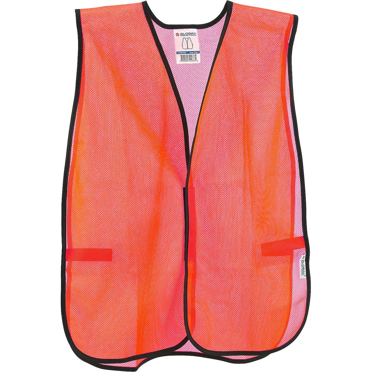 Hi-Vis Safety Vest by Global Industrial – One Size, Polyester, Orange, Model 641642O