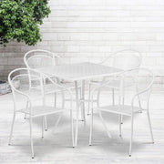 Flash Furniture White / 35.5" / 4 Round Chairs + Square Table Dining Sets