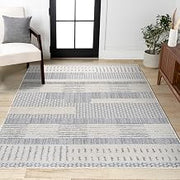 JONATHAN Y Geometric High-Low Cream/Gray Indoor Area Rug 4X6 ft, Kerstin for Living Room, Bedroom, Kitchen, Office, Easy-Cleaning, High Traffic, Pet-Friendly, Non-Shedding SNT100A-4