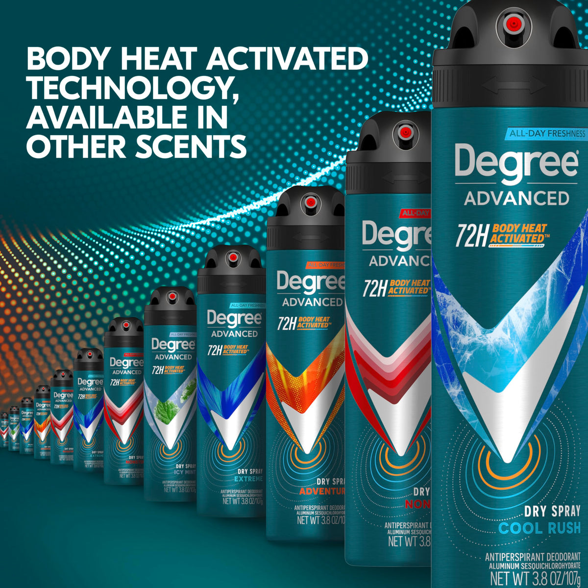 Men Antiperspirant Deodorant Dry Spray Cool Rush by Degree – 3.8 Ounce (Pack of 12), Pack of 12, Model 10079400343700