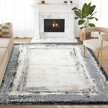 Ivory Area Rug for Living Room by Abani – 6'0" x 9'0" (Rectangular), Polypropylene, Ivory, Model VIV140A