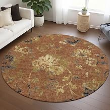 Addison Rugs Chantille ACN2616 Paprika 8' x 8' Indoor/Outdoor, Machine Washable, Easy Clean, Non Shedding, Bedroom, Living Room, Dining Room, Kitchen, Patio Round Rug