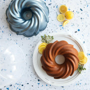 Formed Swirl Bundt with Keeper by Nordic Ware – 10 Cup, 10.0 cups, Aluminum, Twilight Blue with Keeper, Model 52022AMZM