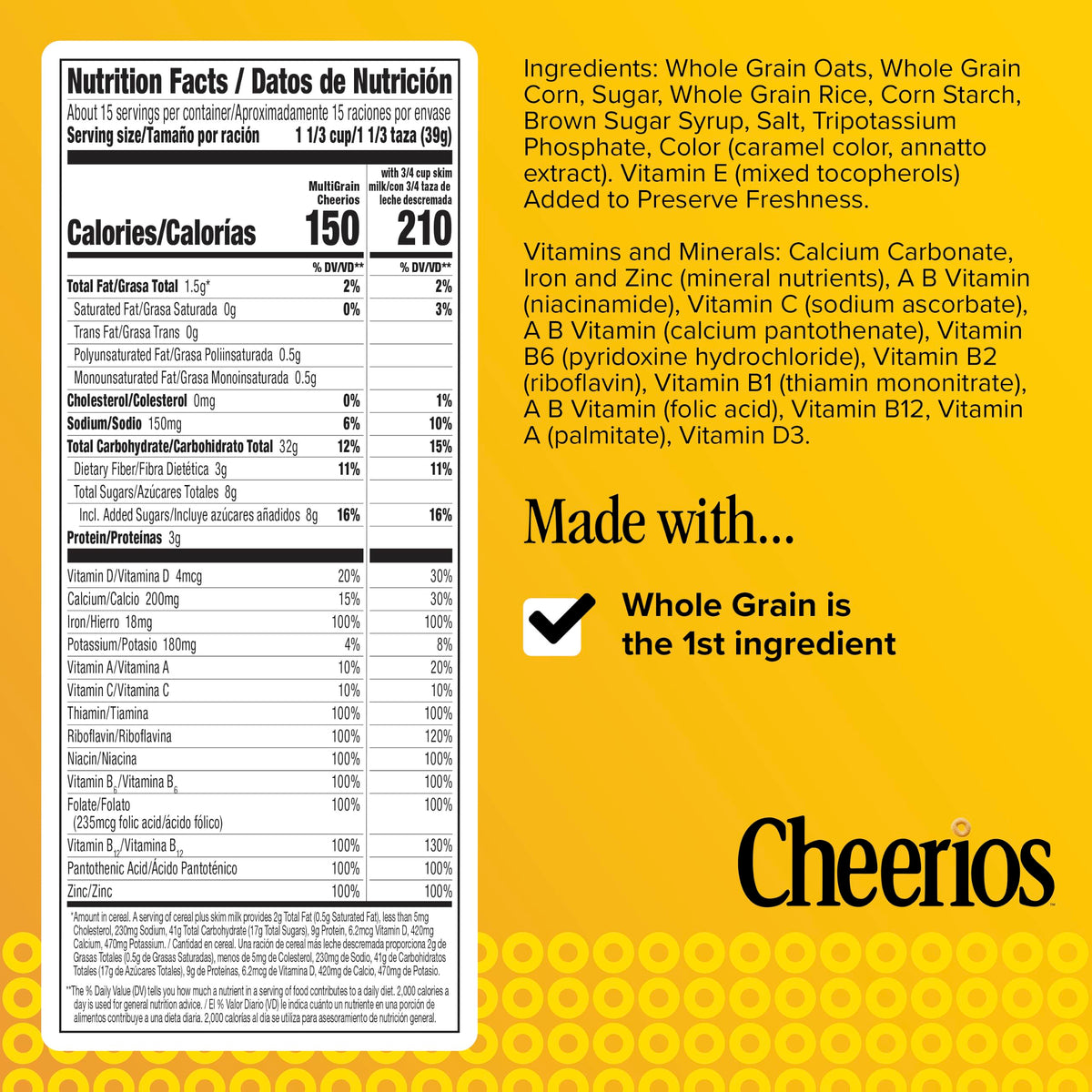 Cheerios Multi Grain / 20.6 Ounce (Pack of 1) / 1 Cold Cereal