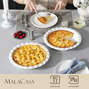 Malacasa Ceramic Pie Dish, 9 Inch 40 Oz, Set of 2 White