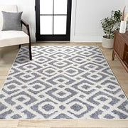 JONATHAN Y Trellis High-Low Cream/Gray Indoor Area Rug 4X6 ft, Astrid Retro for Living Room, Bedroom, Kitchen, Office, Easy-Cleaning, High Traffic, Pet-Friendly, Non-Shedding SNT103B-4
