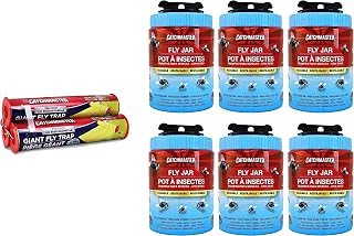 Catchmaster Outdoor Fly Trap Bundle, Giant Fly Glue Trap 3-Pack & Outdoor Fly Jar 6-Pack, for Garage, Backyard, Pool, Patio & Camping