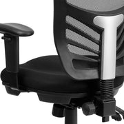 Nicholas Mid-Back Black Mesh Multifunction Executive Swivel Ergonomic Office Chair with Adjustable Arms by Flash Furniture – 4 Pack, Model 4-HL-0001-GG