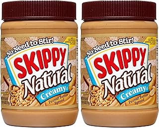 SKIPPY Natural Peanut Butter Creamy Spread, 26.5 oz Jar (Pack of 2)