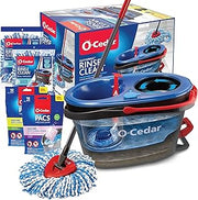 O-Cedar RinseClean Microfiber Spin Mop & Bucket Floor Cleaning System with 2 Extra Mop Head Replacements with Citrus and Lavender Pacs (Variety Pack)