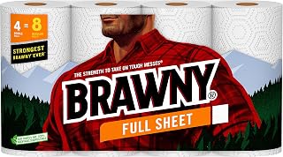 Brawny Full Sheet Paper Towels, 4 Double Rolls = 8 Regular Rolls