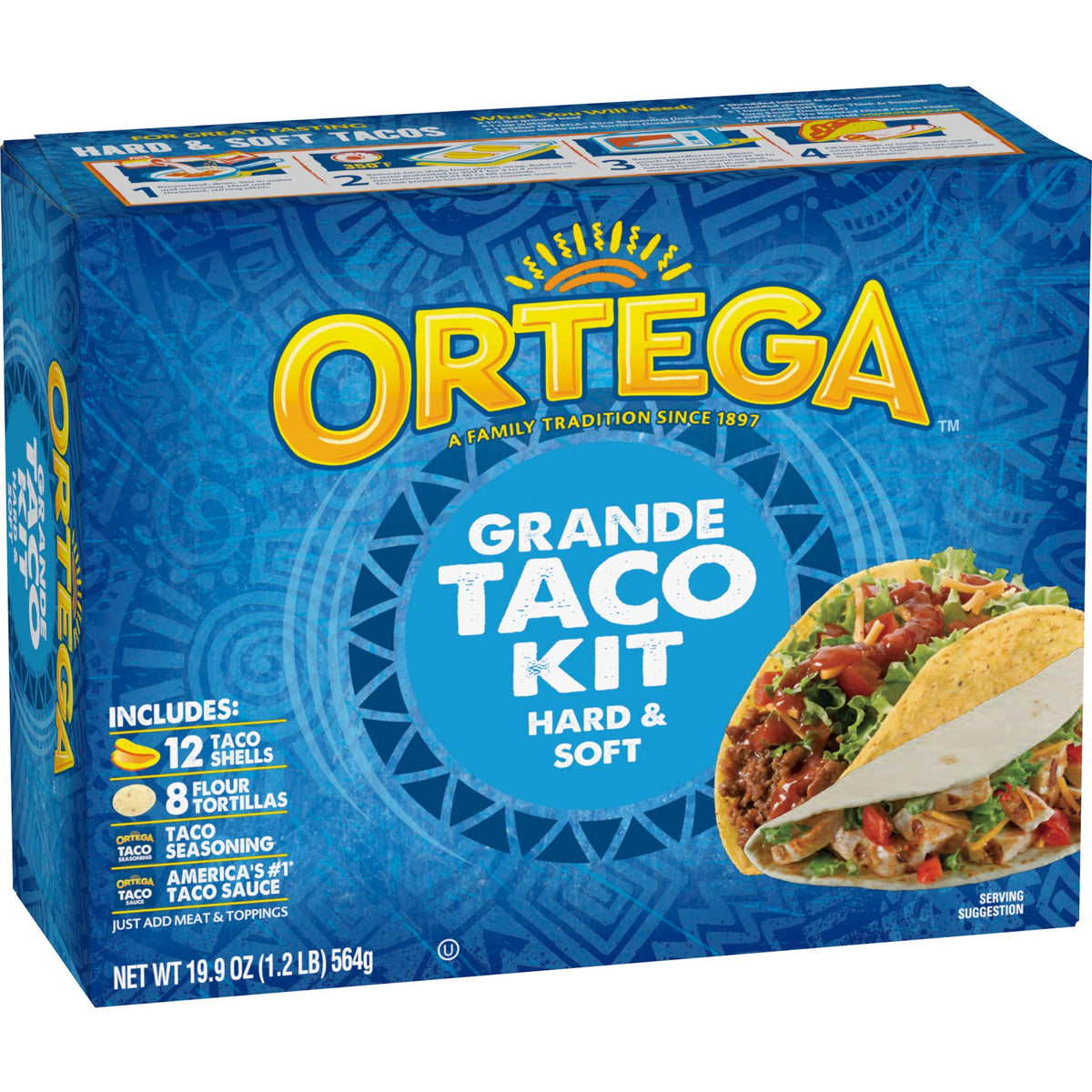 Taco Dinner Kit by Ortega – 12 Count (Pack of 3), Hard & Soft, Pack of 3, Model 1162139