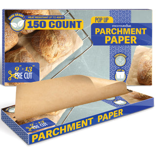 150 Ct Unbleached Parchment Paper Sheets by Stock Your Home – 9"x13”, ParchmentPaper, Kraft Brown, Pack of 150, Model Stock Your Home 2131