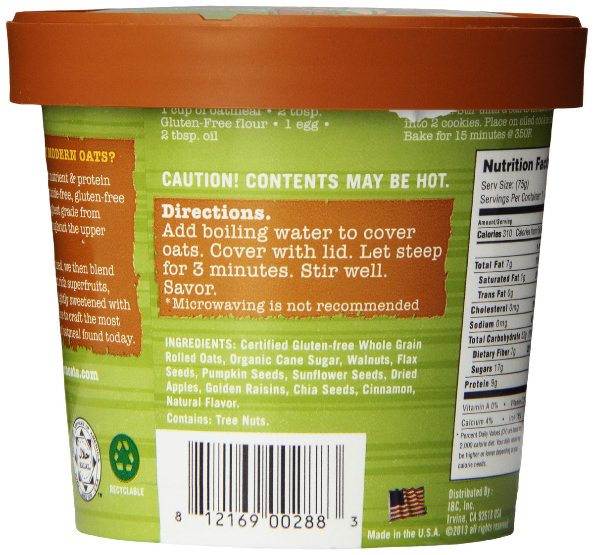 Apple Walnut Oatmeal by Modern Oats – 2.6 Ounce (Pack of 6), Pack of 6, Model MO5080