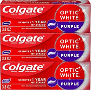 Colgate Optic White Purple Toothpaste with Fluoride, 3 Pack, 3.8 oz