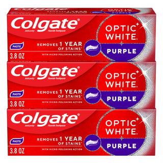 Optic White Purple Toothpaste with Fluoride by Colgate – 3.8 Ounce (Pack of 3), Purple, Pack of 3, Model 61057368