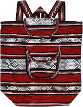 Oland Aztec Large Falsa Knapsack Backpack, Red, White and Black, 80% Cotton