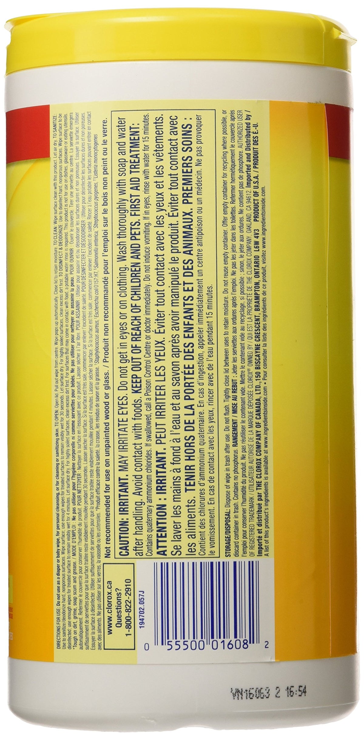Lemon Wipes 75 Count by Clorox – Pack of 75, Model 01608