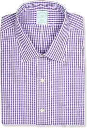 Brooks Brothers Mens Slim Fit All Cotton Outline Plaid Pocket Dress Shirt,