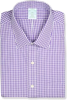 Brooks Brothers Mens Slim Fit All Cotton Outline Plaid Pocket Dress Shirt,