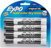 EXPO Original Dry Erase Markers, Chisel Tip, Black, 4-Count