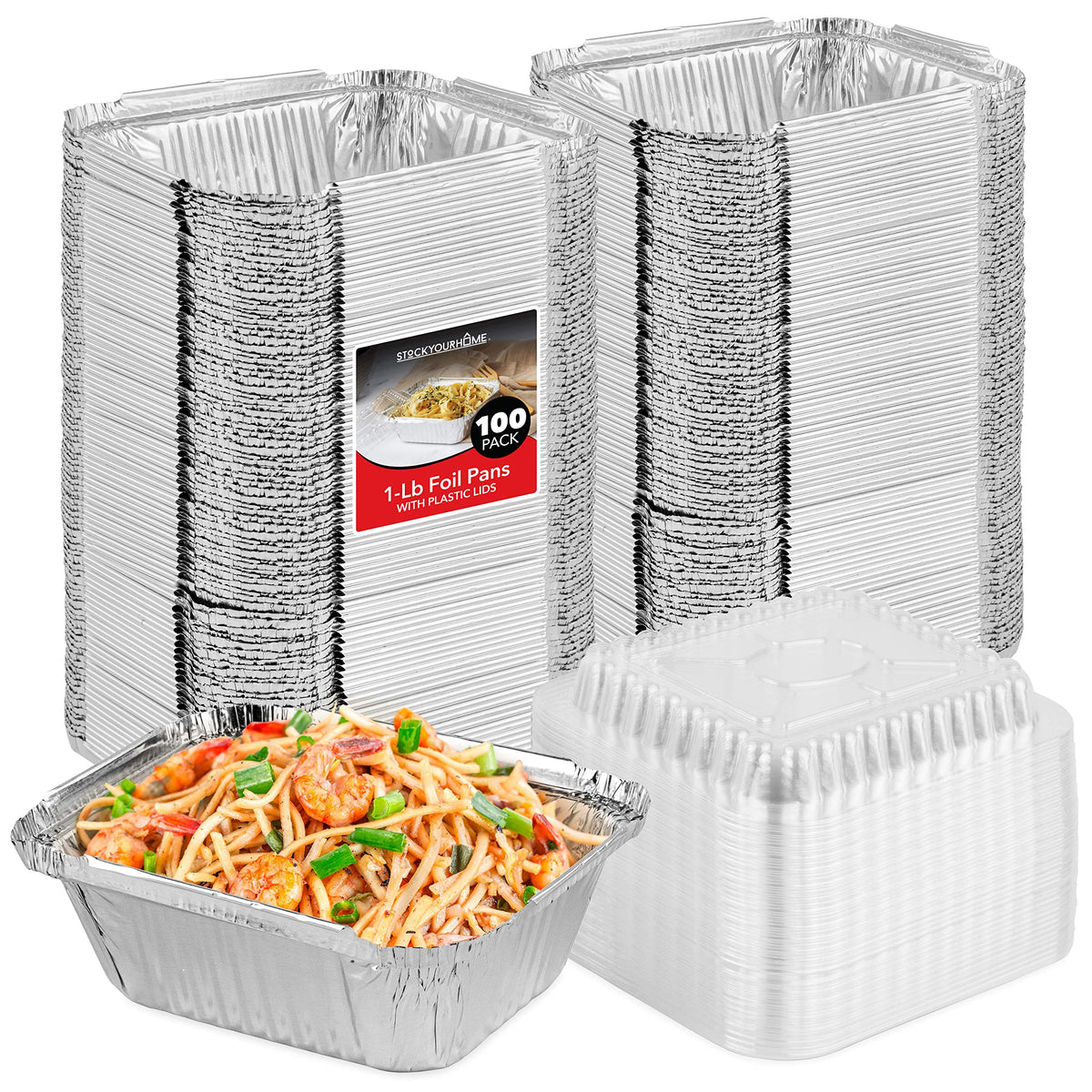 Stock Your Home 4 Count / 100 Pack / Silver Food Storage Containers