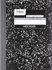 Mead Wireless Composition Book, Wide/Margin Rule, 9-3/4 x 7-1/2, White, 100 Sheets