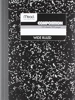 Mead Wireless Composition Book, Wide/Margin Rule, 9-3/4 x 7-1/2, White, 100 Sheets