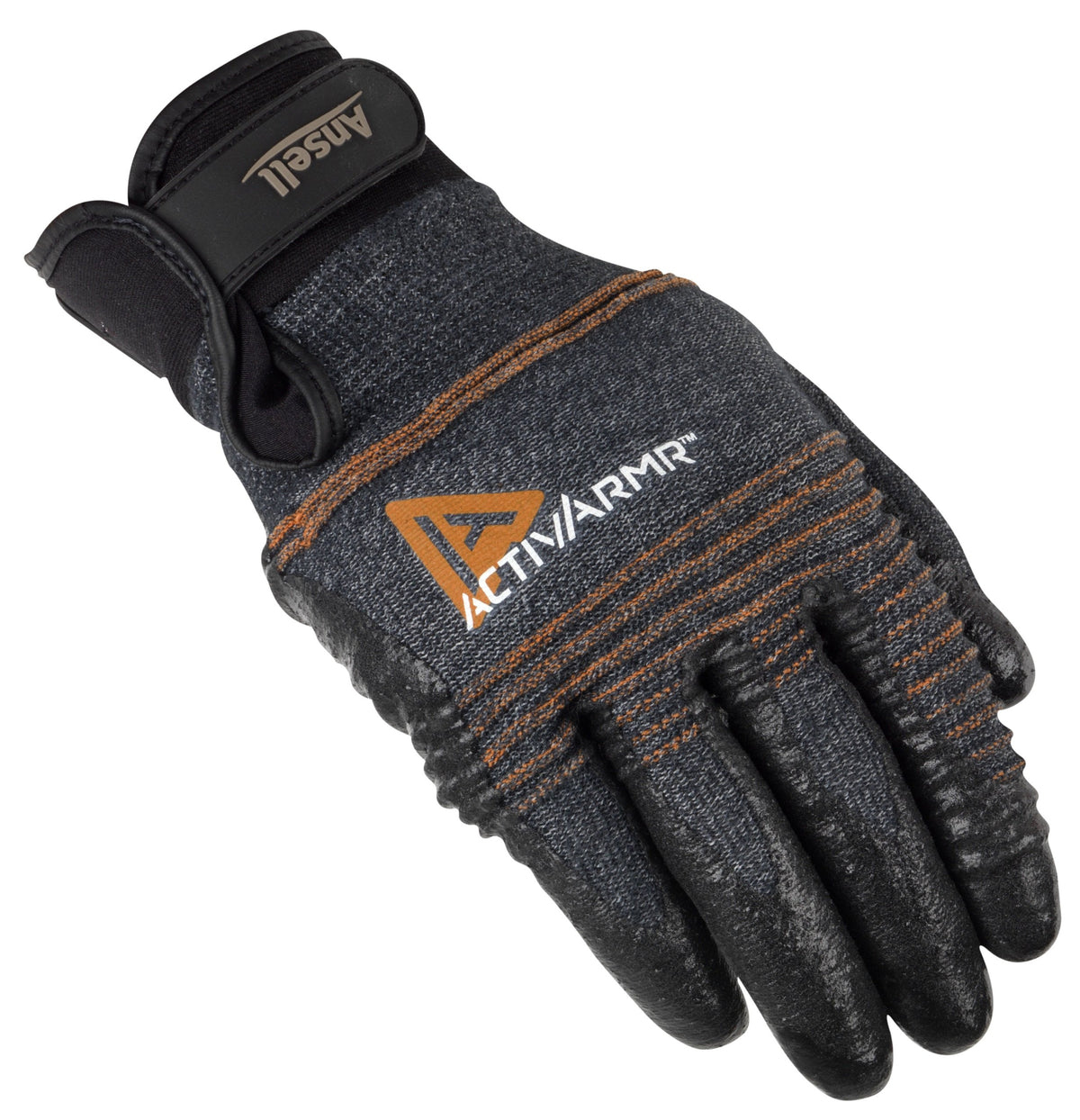 Ansell Small (Size 8) / (Pack of 1 Pair) / Black/Grey/Orange Safety Work Gloves