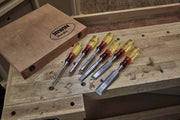 Marples M373 Split-Proof Bevel Edge Chisels 6-Piece Wooden Box Set by IRWIN – 1 - pack, Multi, Pack of 6, Model MAR373S6