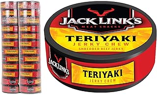 Jack Link's Jack Links Jerky Chew, 0.32 oz., Pack of 24 – Shredded Beef Jerky, Made with 100% Beef, Teriyaki, 7.68 Oz