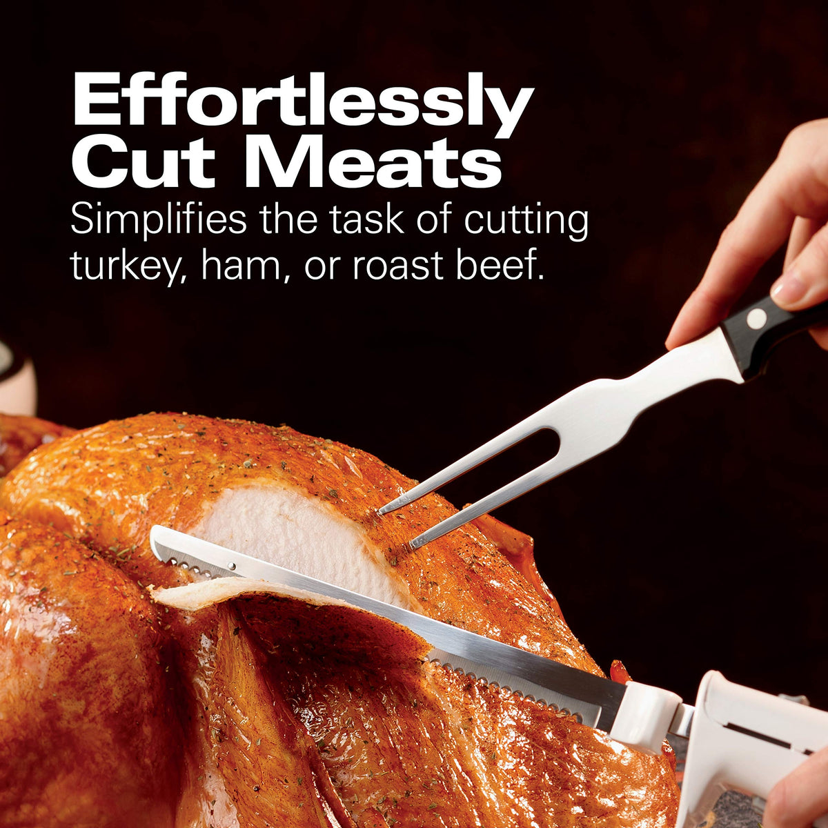 Electric Knife Set for Carving Meats by Hamilton Beach – 10", Metal, White, Model 74250R