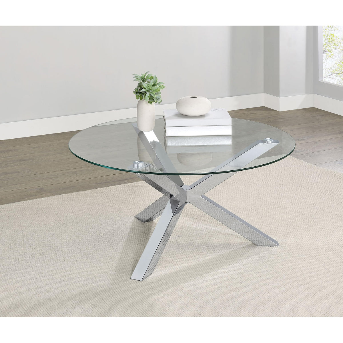 35" Easy-Care Coffee Table by VUSVAB – Metal, Chrome