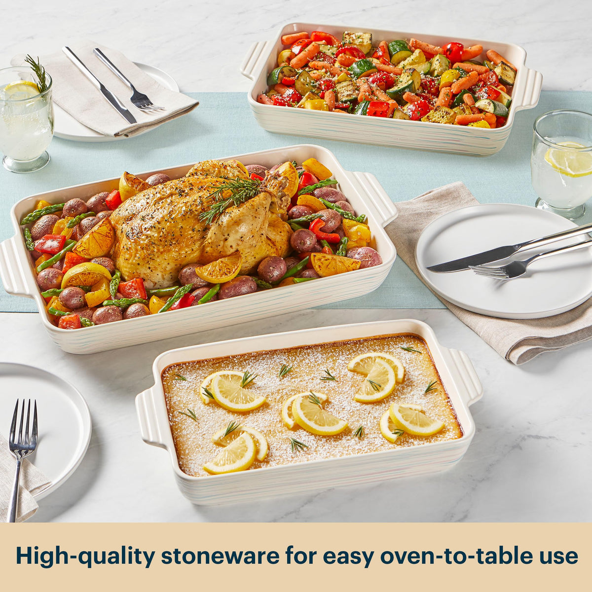 Pyrex Ceramic Bakeware Set, 2 3 4 Quart Value Pack, Assorted Sizes