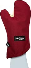 San Jamar KT0215 Cool Touch Flame Conventional High Heat Intermittent Flame Protection up to 900°F Oven Mitt, 15" Length, Red