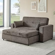 Lilola Home Arnold 75” Convertible Sofa Sleeper Bed with Memory Foam Seating, USB A & C Charging Ports, Chenille Upholstery, Pull-Out Couch Bed with Adjustable Backrest & Throw Pillows, Ash Brown