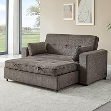 Lilola Home Arnold 75” Convertible Sofa Sleeper Bed with Memory Foam Seating, USB A & C Charging Ports, Chenille Upholstery, Pull-Out Couch Bed with Adjustable Backrest & Throw Pillows, Ash Brown
