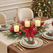 Alupssuc Christmas Candle Holder, 28 Inch Red Gold, 3 Trays