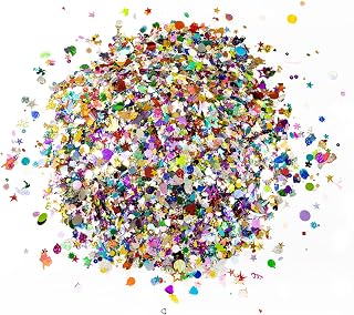 Hygloss Sequin & Spangle Variety Pack, Assorted Colors, Sizes & Shapes, Ideal for Crafting, Decoration, 10 Pound Box