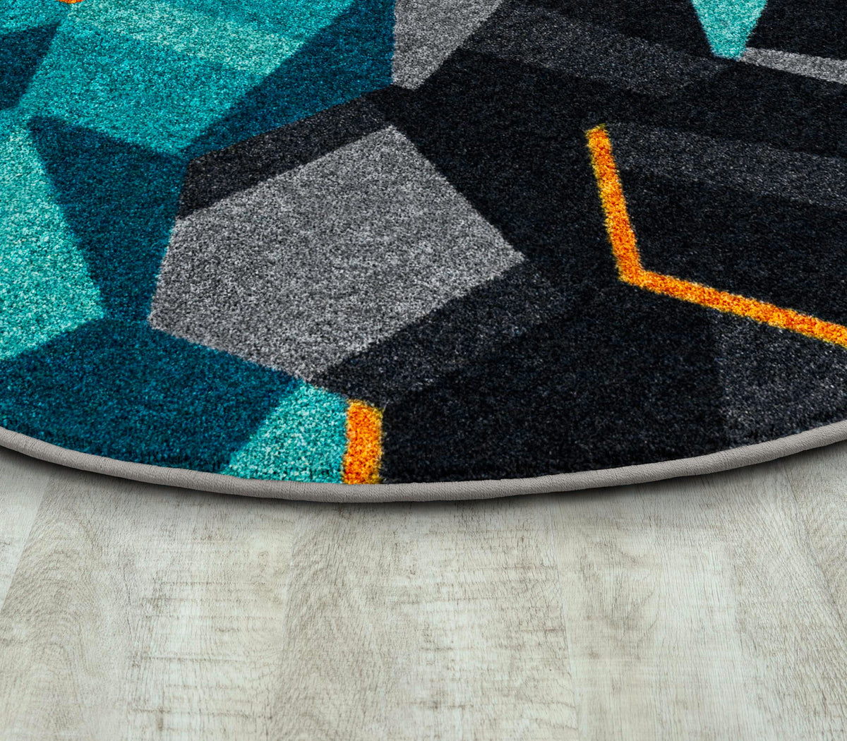 Kid Essentials Stealth Teal 13'2" Round Area Rug by Joy Carpets – 13'2" (Round), Nylon, Teal, Model 2134XLE-01
