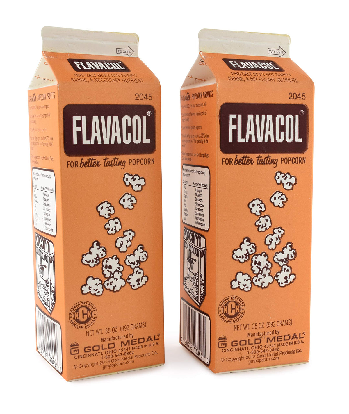Products 2045 Flavacol Seasoning Popcorn Salt 35 OZ(Pack of 2) by Gold Medal – 35 Ounce (Pack of 2), Pack of 2, Model 2045-2Pack